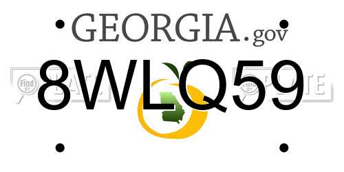 8WLQ59 Georgia License Plate