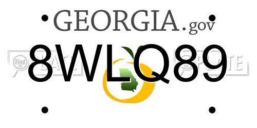 8WLQ89 Georgia License Plate