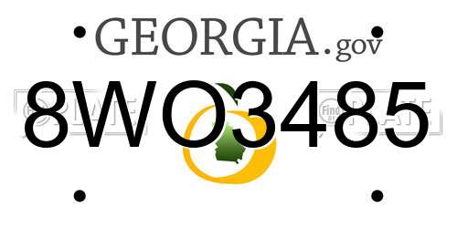 8WO3485 Georgia License Plate