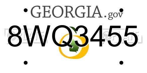8WQ3455 Georgia License Plate