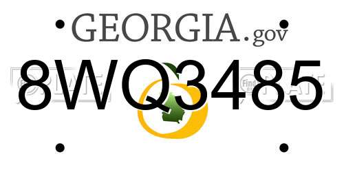 8WQ3485 Georgia License Plate
