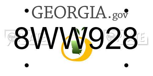 8WW928 Georgia License Plate