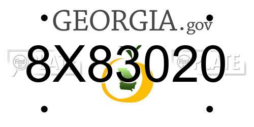 8X83020 Georgia License Plate