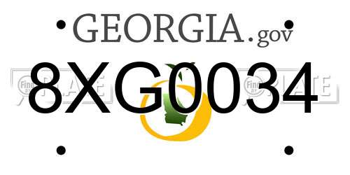 8XG0034 Georgia License Plate