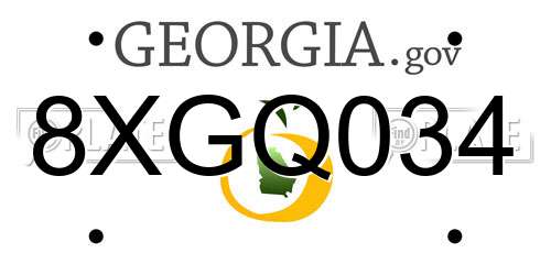 8XGQ034 Georgia License Plate