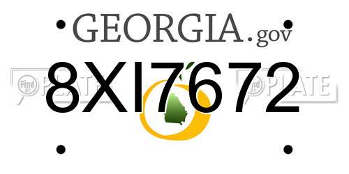 8XI7672 Georgia License Plate