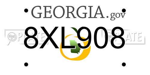 8XL908 Georgia License Plate