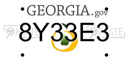 8Y33E3 Georgia License Plate