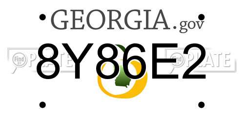 8Y86E2 Georgia License Plate