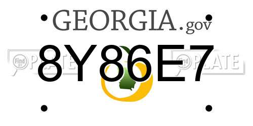 8Y86E7 Georgia License Plate