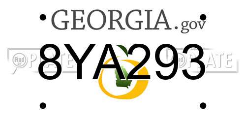 8YA293 Georgia License Plate