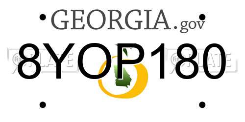 8YOP180 Georgia License Plate