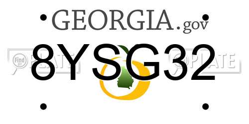 8YSG32 Georgia License Plate