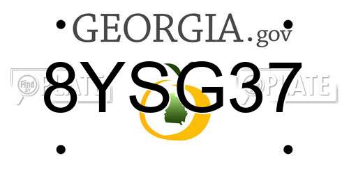8YSG37 Georgia License Plate