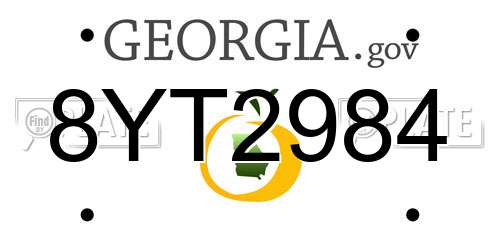 8YT2984 Georgia License Plate