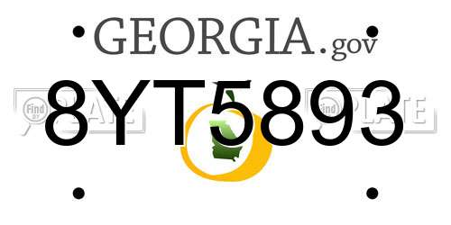 8YT5893 Georgia License Plate