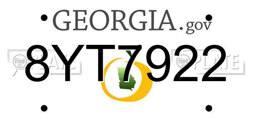 8YT7922 Georgia License Plate
