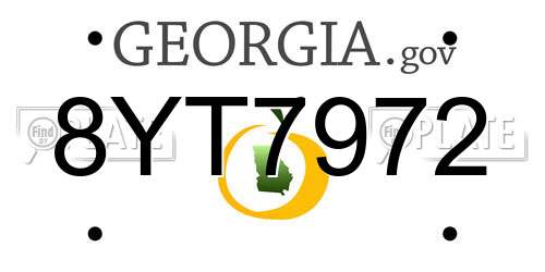 8YT7972 Georgia License Plate