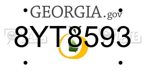 8YT8593 Georgia License Plate
