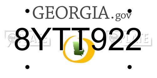 8YTT922 Georgia License Plate