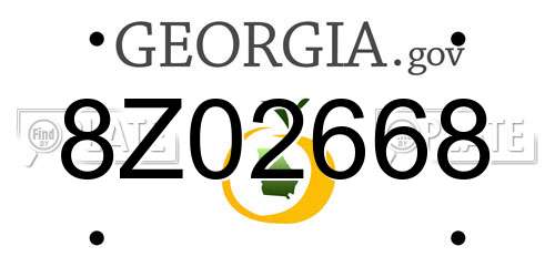 8Z02668 Georgia License Plate