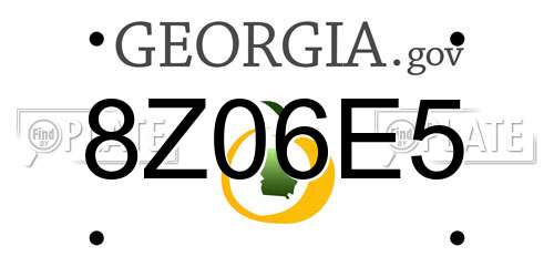 8Z06E5 Georgia License Plate