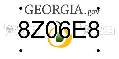 8Z06E8 Georgia License Plate