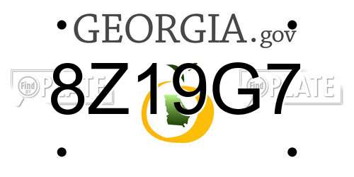 8Z19G7 Georgia License Plate