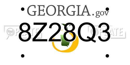 8Z28Q3 Georgia License Plate