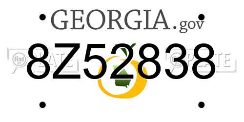 8Z52838 Georgia License Plate