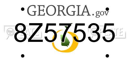 8Z57535 Georgia License Plate