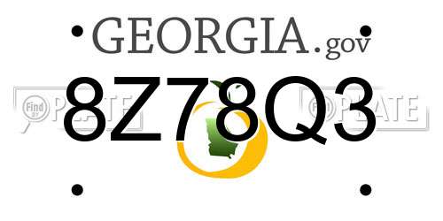 8Z78Q3 Georgia License Plate