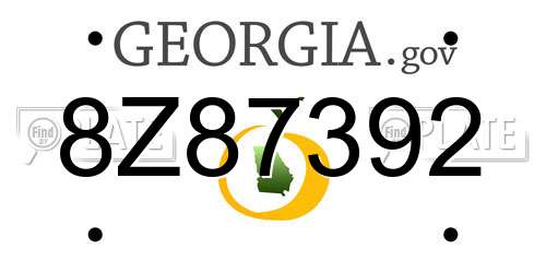8Z87392 Georgia License Plate