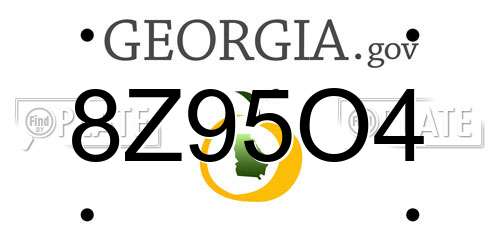 8Z95O4 Georgia License Plate