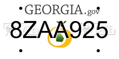 8ZAA925 Georgia License Plate