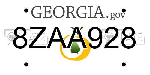 8ZAA928 Georgia License Plate