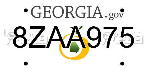 8ZAA975 Georgia License Plate