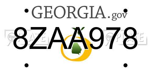 8ZAA978 Georgia License Plate