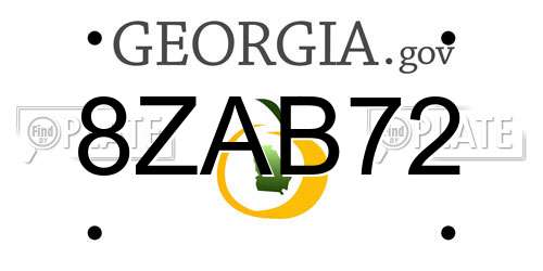 8ZAB72 Georgia License Plate