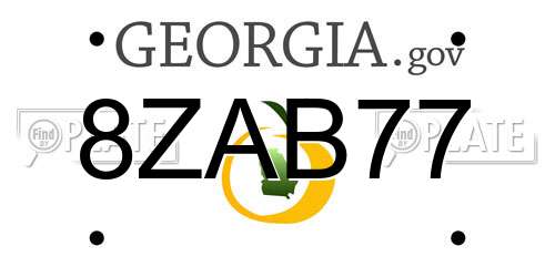 8ZAB77 Georgia License Plate