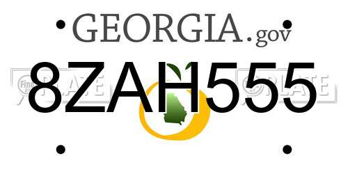8ZAH555 Georgia License Plate