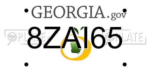 8ZAI65 Georgia License Plate