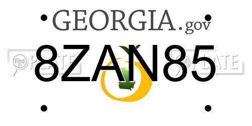8ZAN85 Georgia License Plate