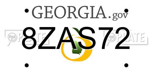 8ZAS72 Georgia License Plate