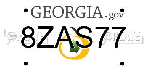 8ZAS77 Georgia License Plate
