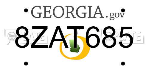 8ZAT685 Georgia License Plate