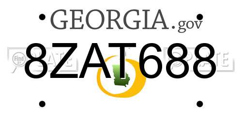 8ZAT688 Georgia License Plate