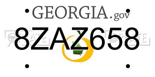 8ZAZ658 Georgia License Plate