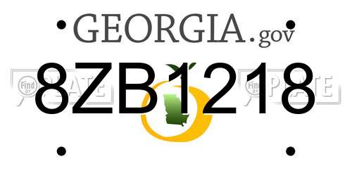 8ZB1218 Georgia License Plate