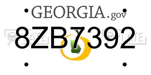 8ZB7392 Georgia License Plate